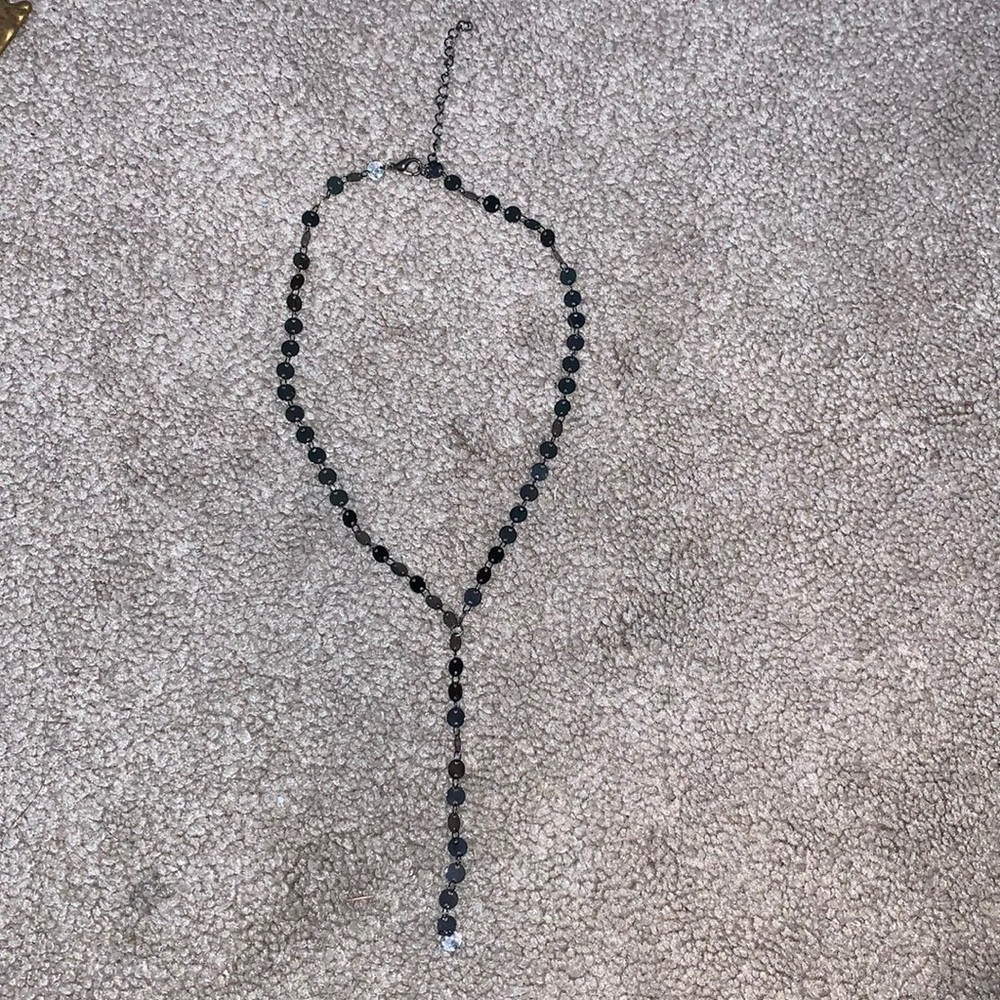 Dark Gray Sequin Chain Necklace